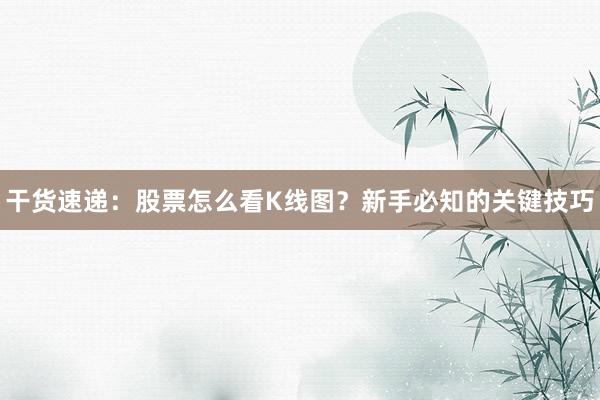 干货速递：股票怎么看K线图？新手必知的关键技巧